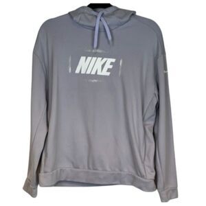 NIKE‎ Hoodie Women's Medium Gray Purple Fleece Lined Pullover Drawstring Hood